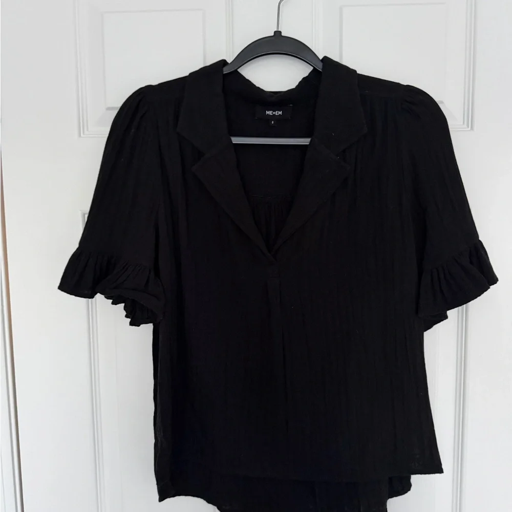 ME+EM Black Set - Ruffled Sleeve Blouse & Matching Pants - Picture 1 of 8